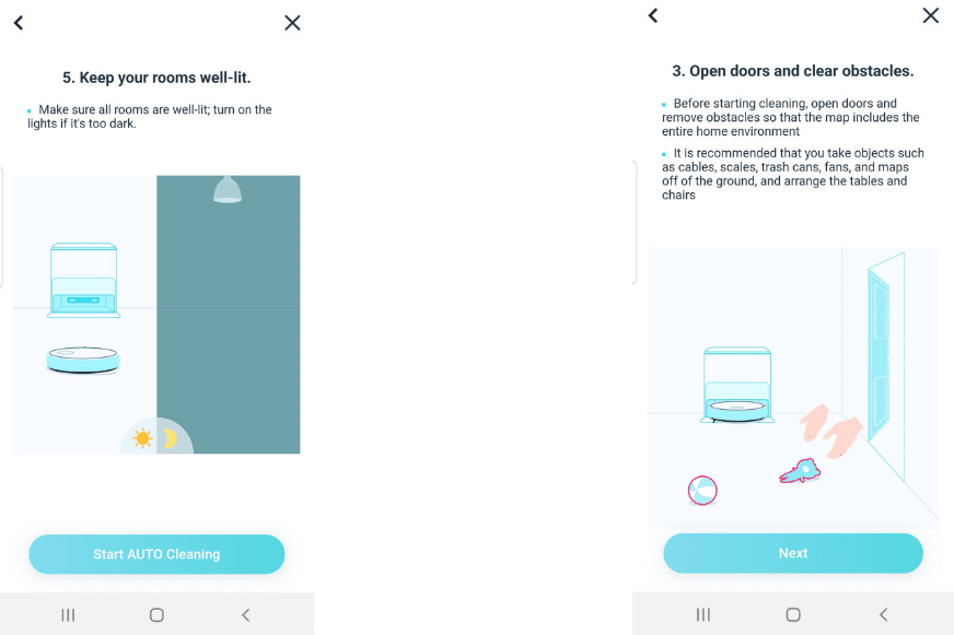 Полезные подсказки для создания карты отображаются в приложении Yeedi App